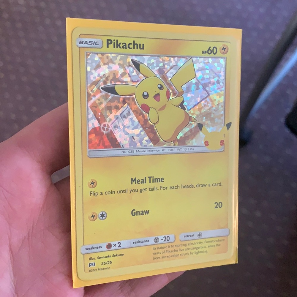 Authentic Holo 25th anniversary Pokémon pikachu card